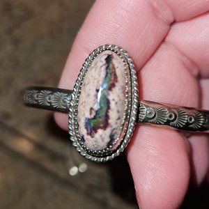 Colorful Opal and Silver Cuff